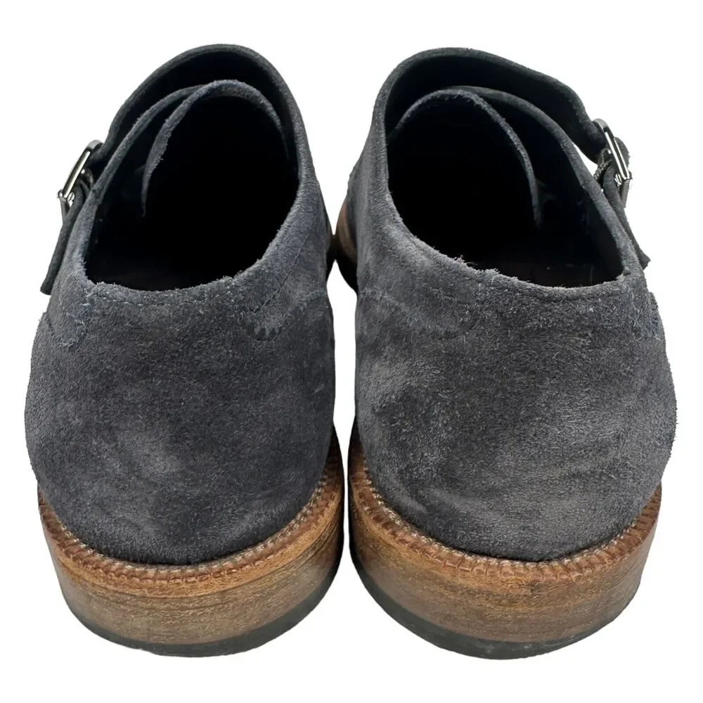 Ermenegildo Zegna Shoes Men's US‎ 9 Navy Blue Suede Monk Strap Loafer Cap Toe